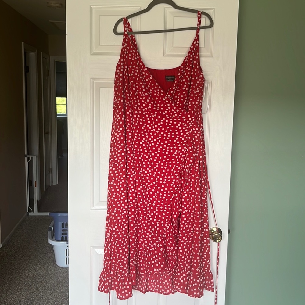 Red Polka Dot Wrap Dress NWT